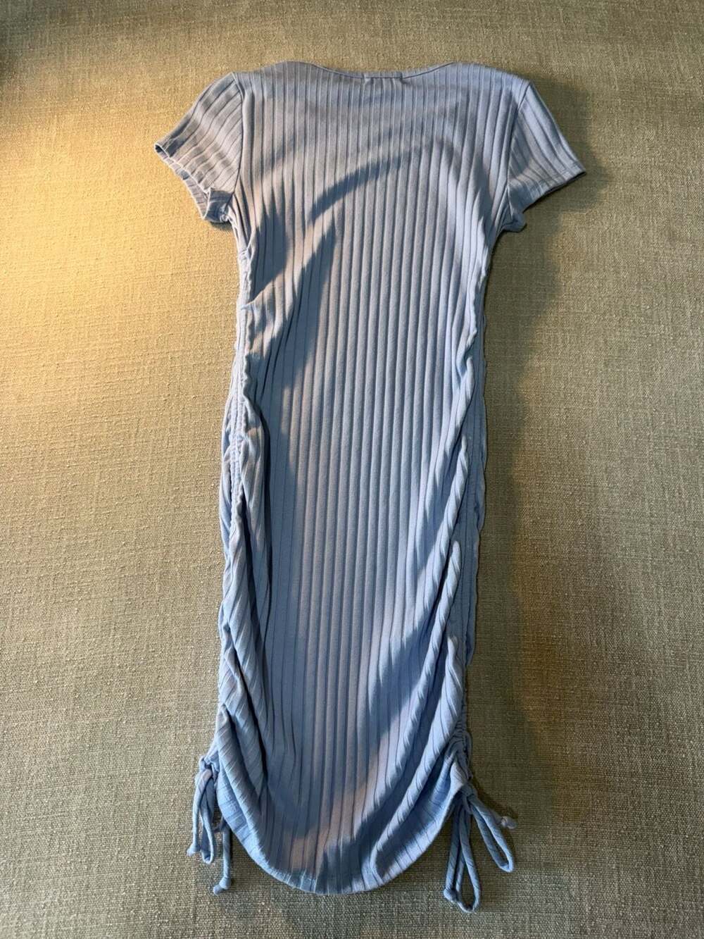 Altar'd State Ribbed Ruched Mini Dress Light Blue Size S - Picture 4 of 4
